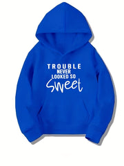 Girls Sweet Trouble Print Hooded Sweatshirt