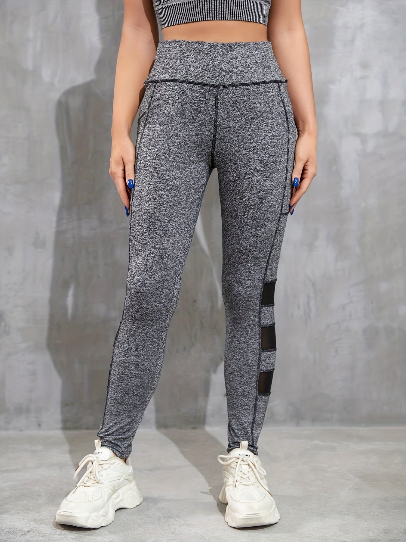 Women's Mesh Stitching Yoga Pants High Waist Butt Lifting Leggings