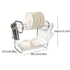 Kitchen Dish Storage Rack with Cup Holder and Chopstick Tube