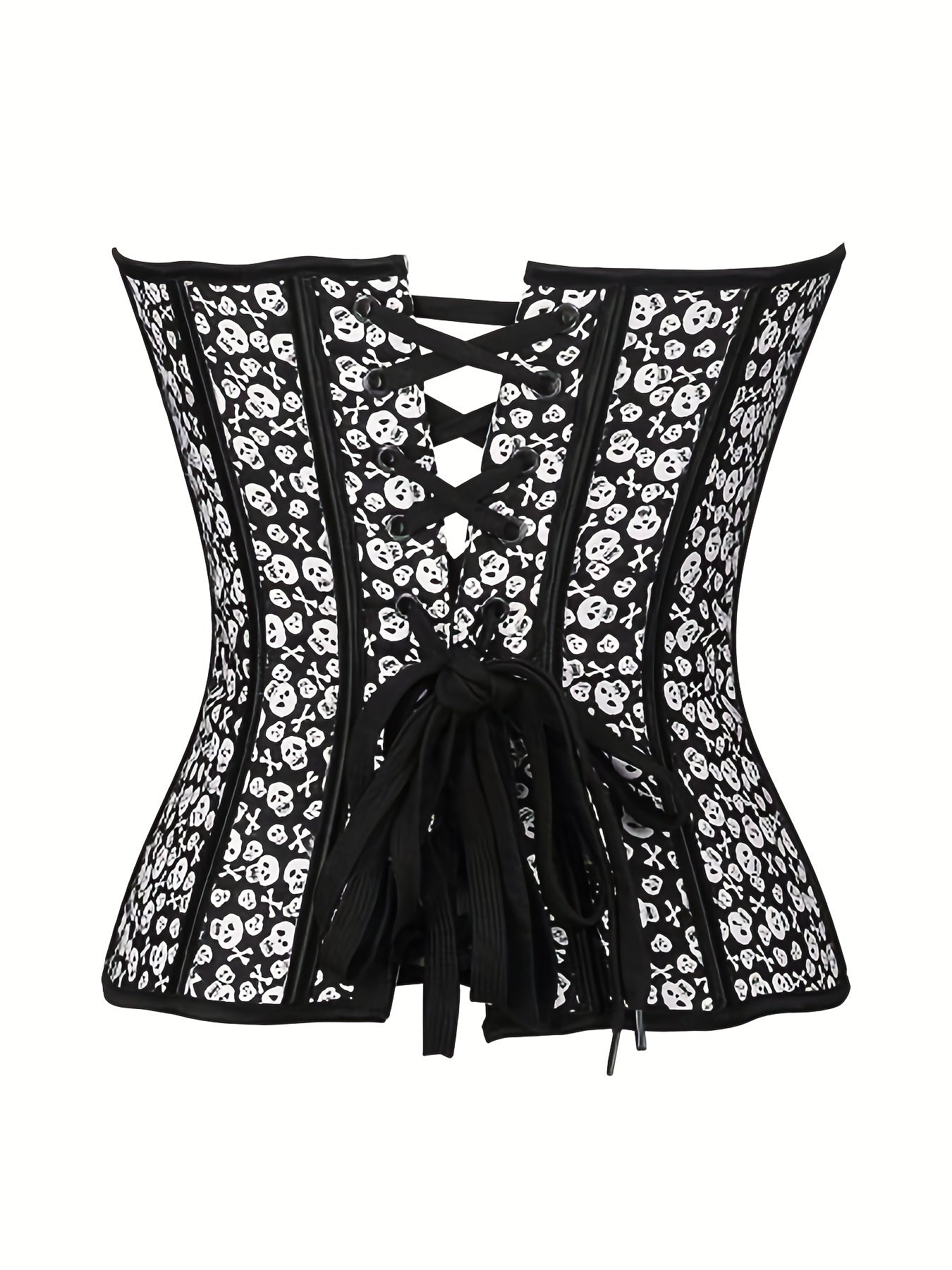 Skull Print Strapless Corset Tummy Control Slimmer Zipper Body Shaper