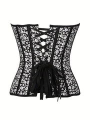 Skull Print Strapless Corset Tummy Control Slimmer Zipper Body Shaper