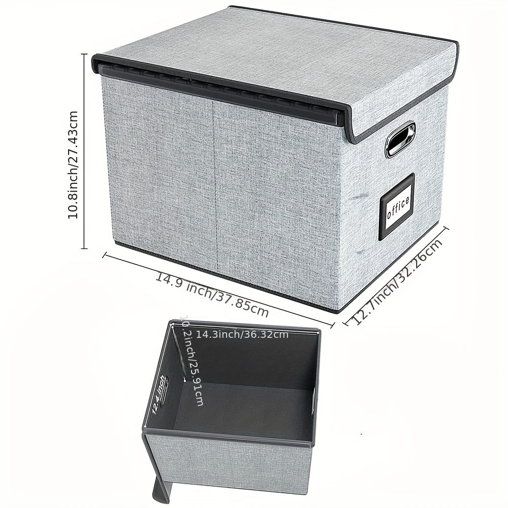 Collapsible Linen File Box Organizer with Lid