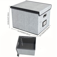Collapsible Linen File Box Organizer with Lid