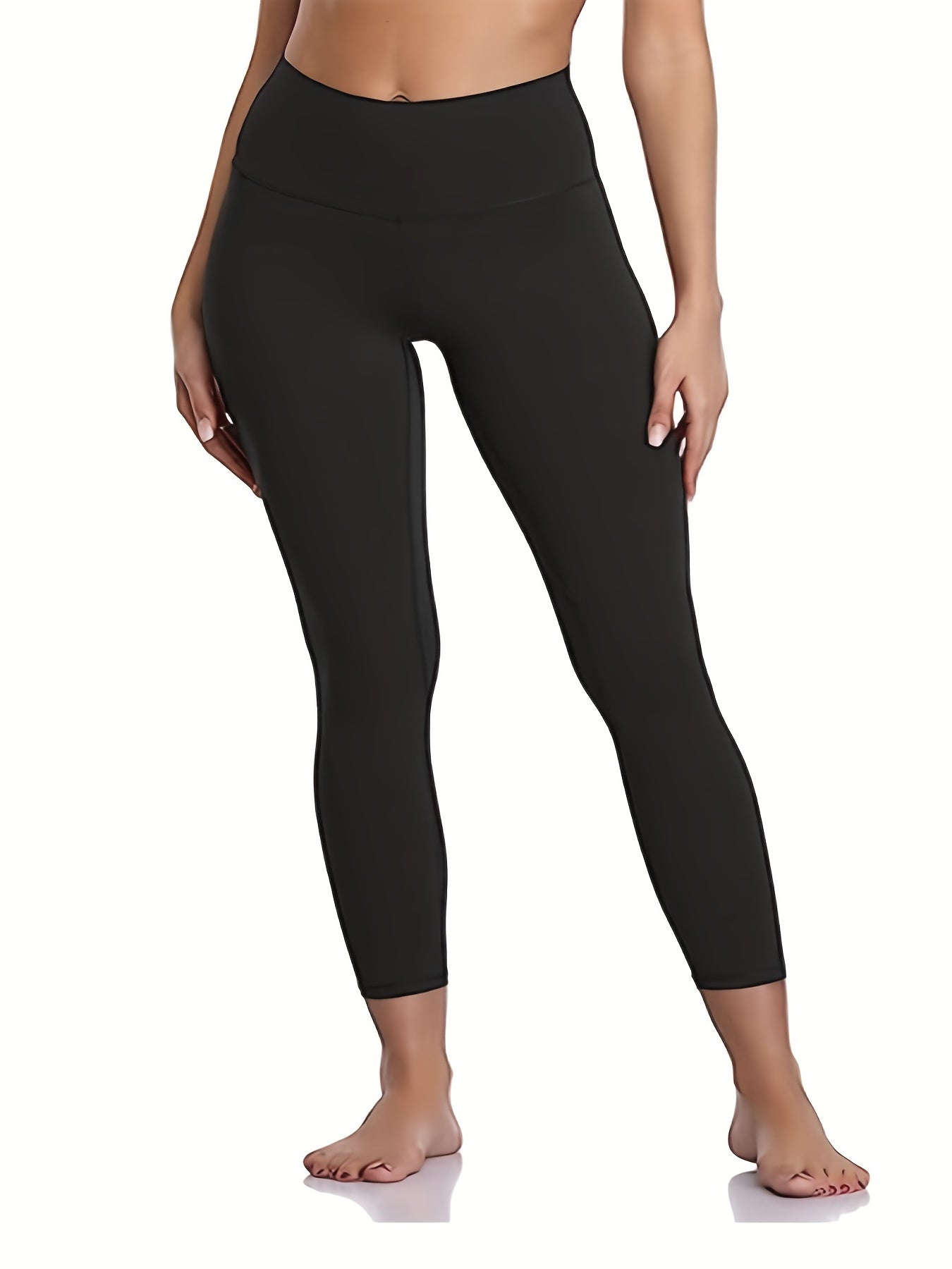 Basic Leggings Women's Plus Solid Soft High Waisted Yoga Fitness Pants