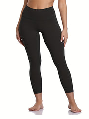 Basic Leggings Women's Plus Solid Soft High Waisted Yoga Fitness Pants