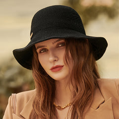 Women Casual Bucket Hat Solid Fisherman Hat Wide Brim Outdoor Hat For Women
