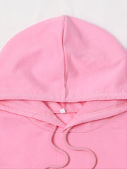 Women's Retro Solid Drawstring Hooded Loose Hoodie