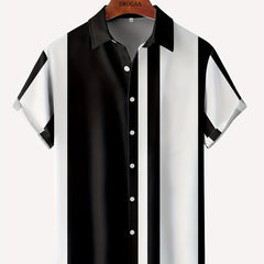 Stripe Print Men s Casual Short Sleeve Shirt for Summer Vacation