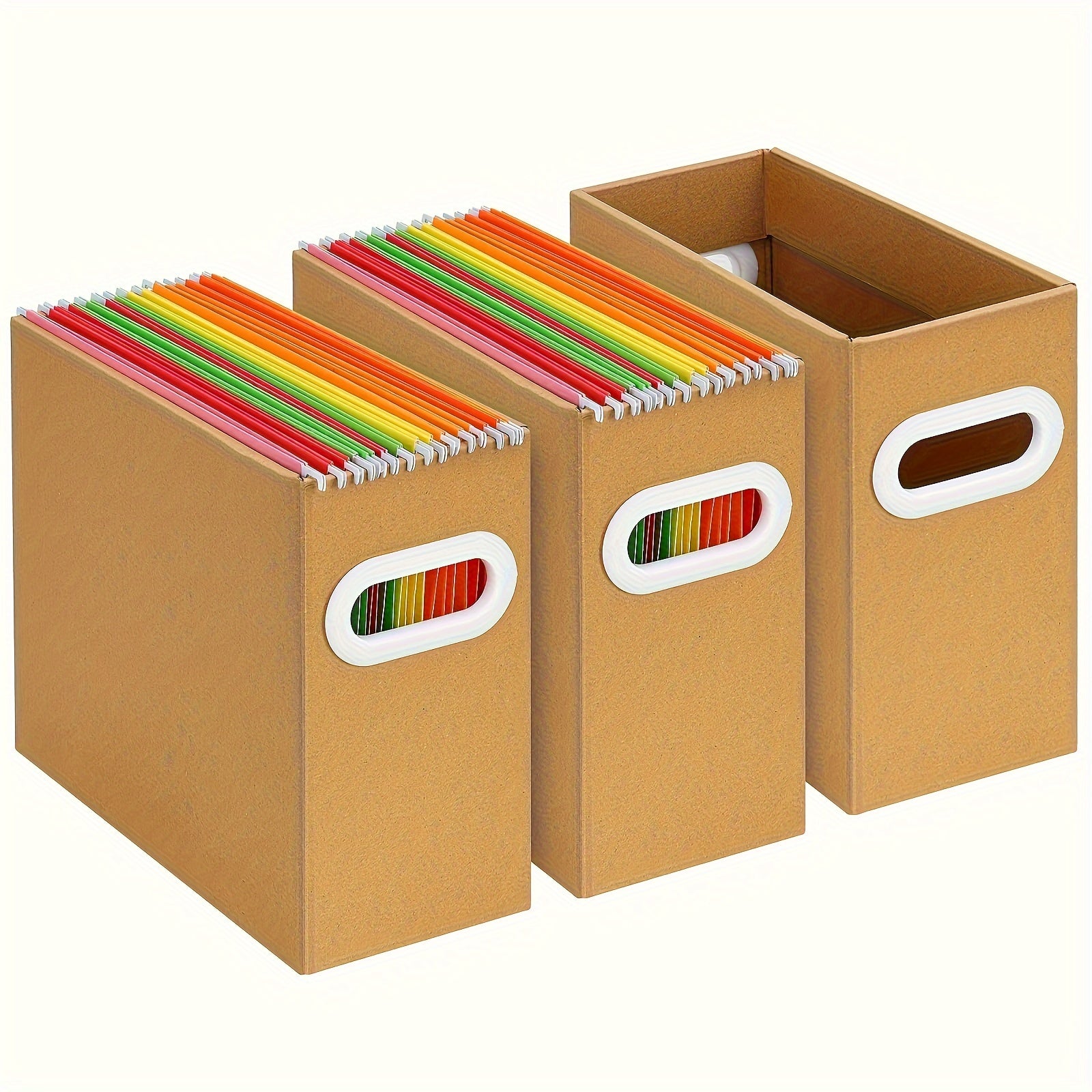 3pcs Durable Office Document Storage Box Organizer Space Saving
