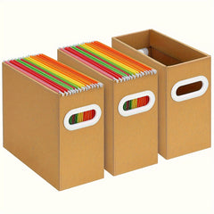 3pcs Durable Office Document Storage Box Organizer Space Saving