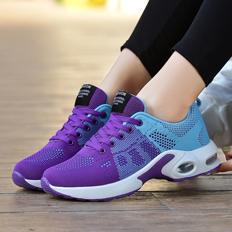 Contrast Knit Sneakers Air Cushion Non slip Running Shoes