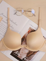 2pcs Solid Plunge Bras Comfy & Breathable Scoop Bra Women's Lingerie