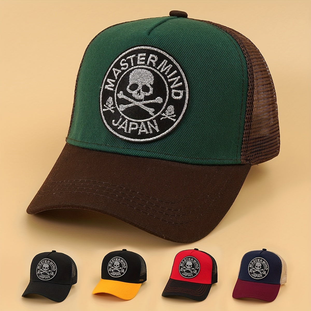 Skull Embroidery Patch Trucker Hat Vintage Hip Hop Mesh Baseball Cap