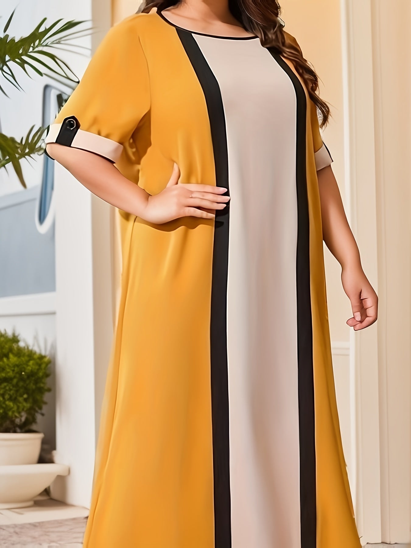 Colorblock Kaftan Maxi Dress