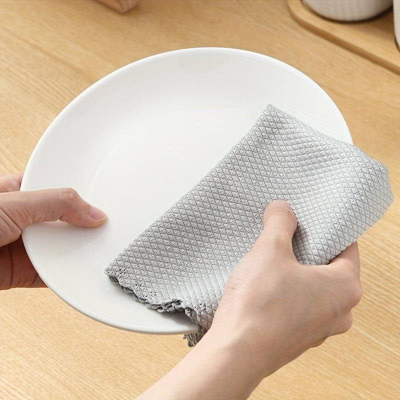 5pcs Fish Scale Glass Wiping Cloth Microfiber Cleaning Towel