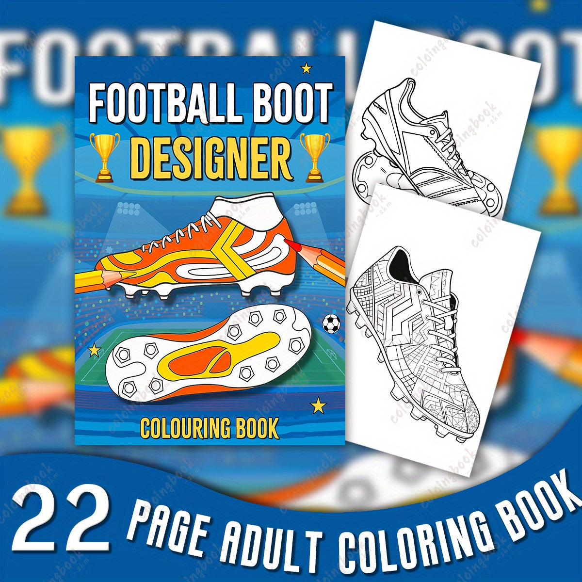 Football Shoe Coloring Book - 22 Pages of Soccer Cleat Art - Ideal Adult Gift