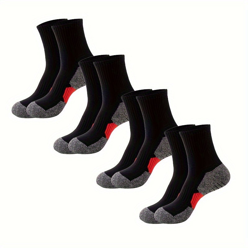 Men's Mid Crew Sport Socks 4 Pairs Basketball Cotton Blend