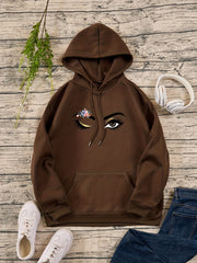 Hooded Drawstring Sweatshirt Solid Pullover with Pockets