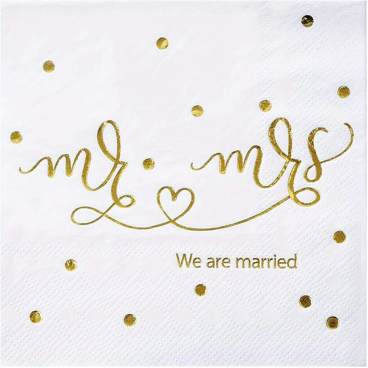 20pcs Mr & Mrs Wedding Cocktail Napkins Golden Foil - Wedding Shower Party Decor