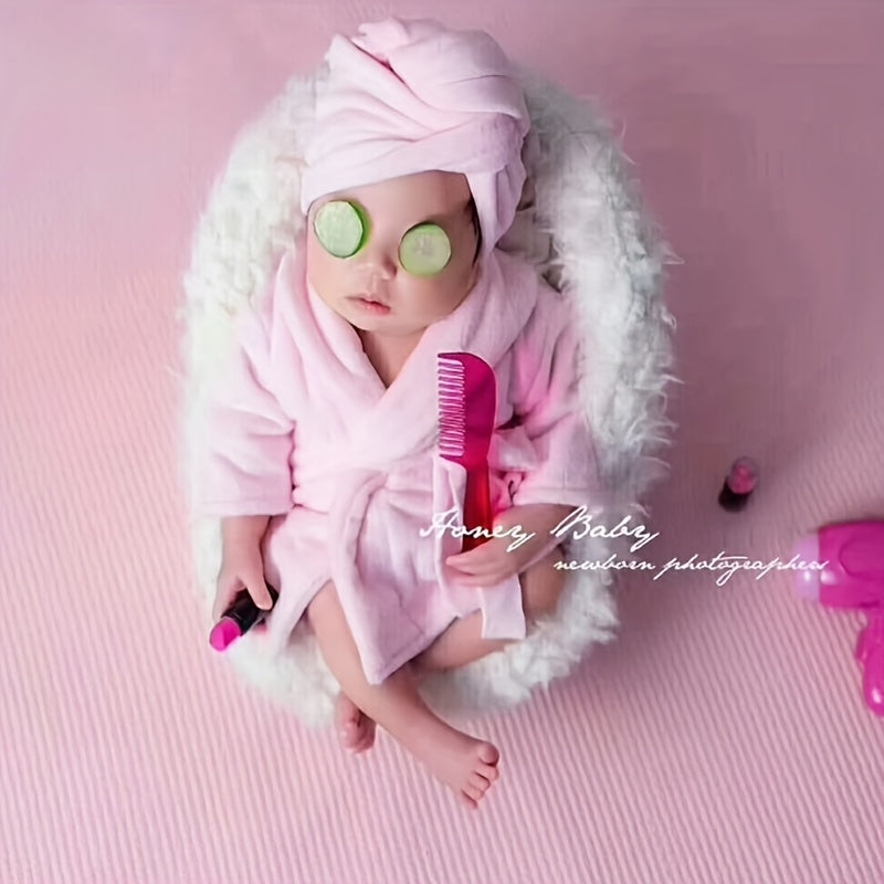 2pcs Baby Photo Bath Suit Thickened Bathrobe Prop