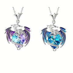 Colorful Dragon Rhinestone Pendant Necklace Holiday Gift For Girls