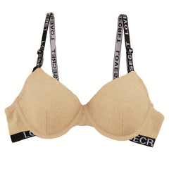 Letter Straps Push Up Bra Comfy & Breathable Everyday Bra Women's Lingerie