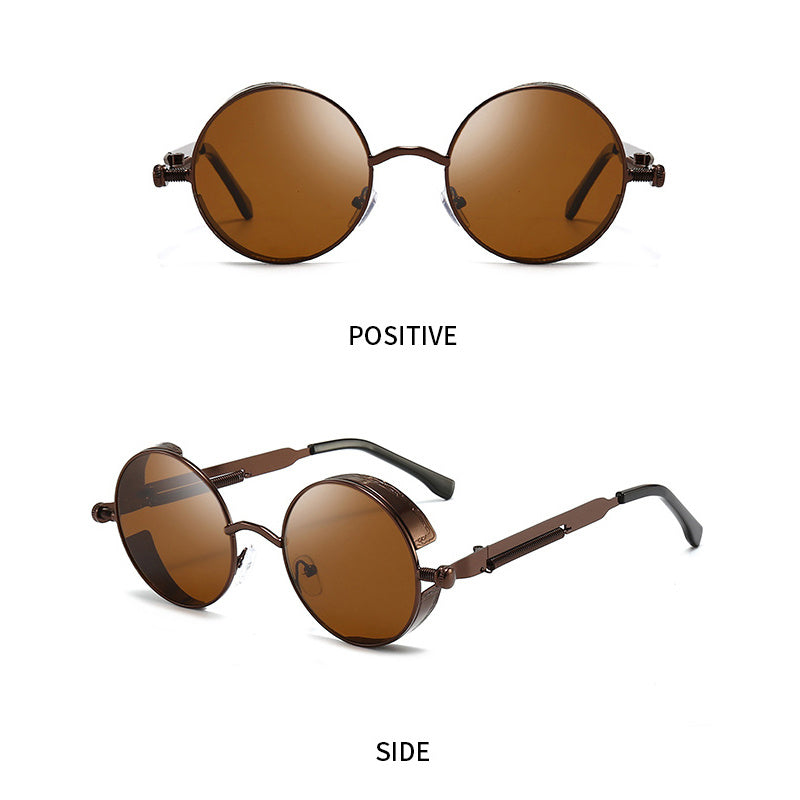 Men's Vintage Steampunk Round Stainless Steel Sunglasses