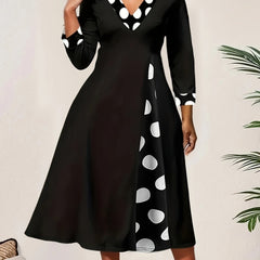 Colorblock Dot Print Maxi Dress