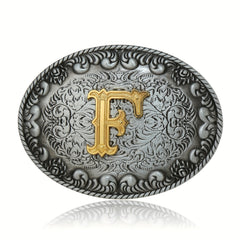 26 Initial Letters Family Name Denim Stunt Belt Buckle