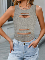 Y2K Crew Neck Sleeveless Top