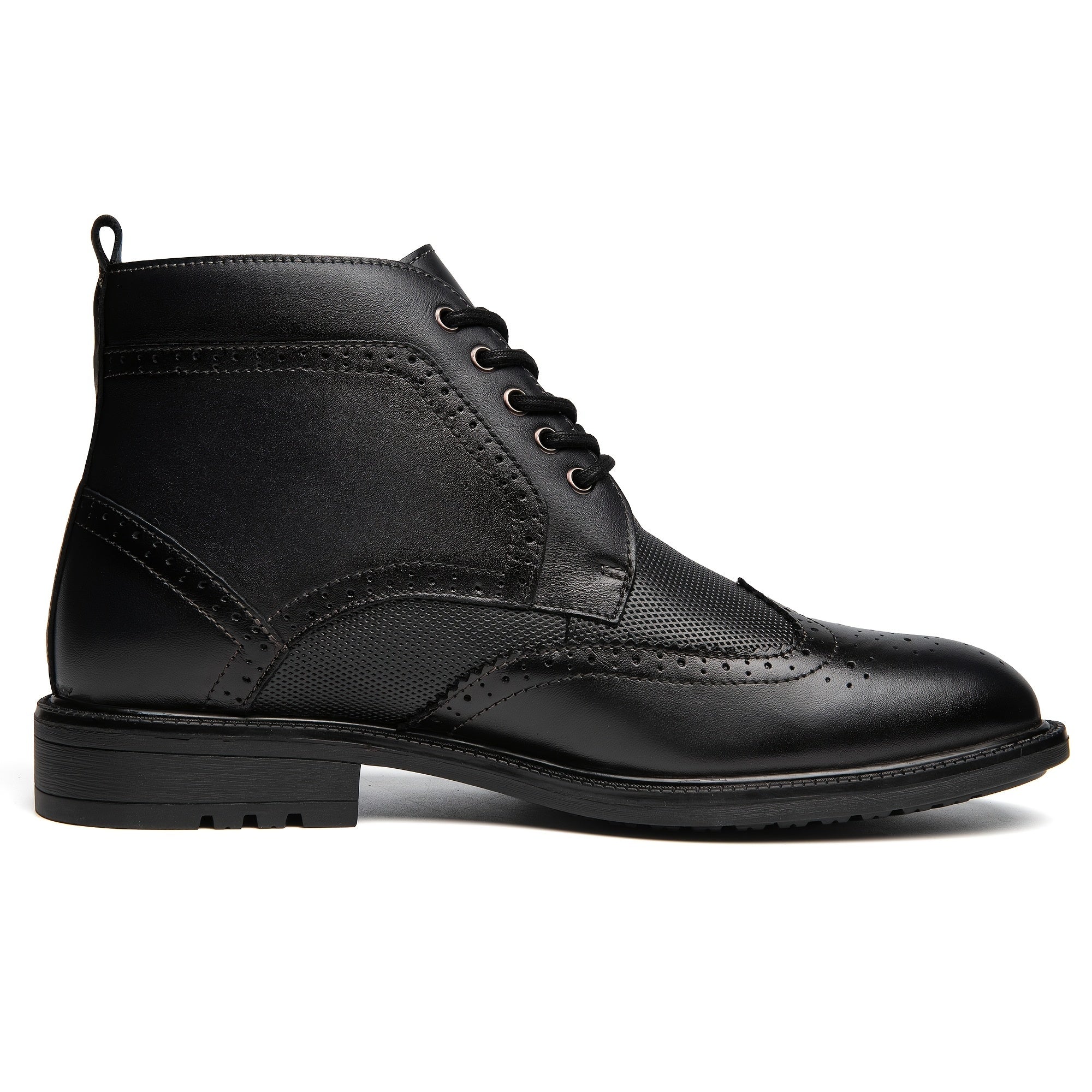 Men's Oxford Cap Toe Ankle Boots Lace-Up Side Zip Casual Leather Shoes