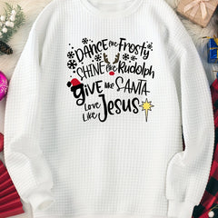 Christmas Lounge Top Women's Plus Snowflake & Letter Print