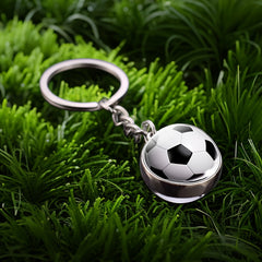 1pc Glass Sports Keychain Pendant for Car Keys Backpacks Wallets