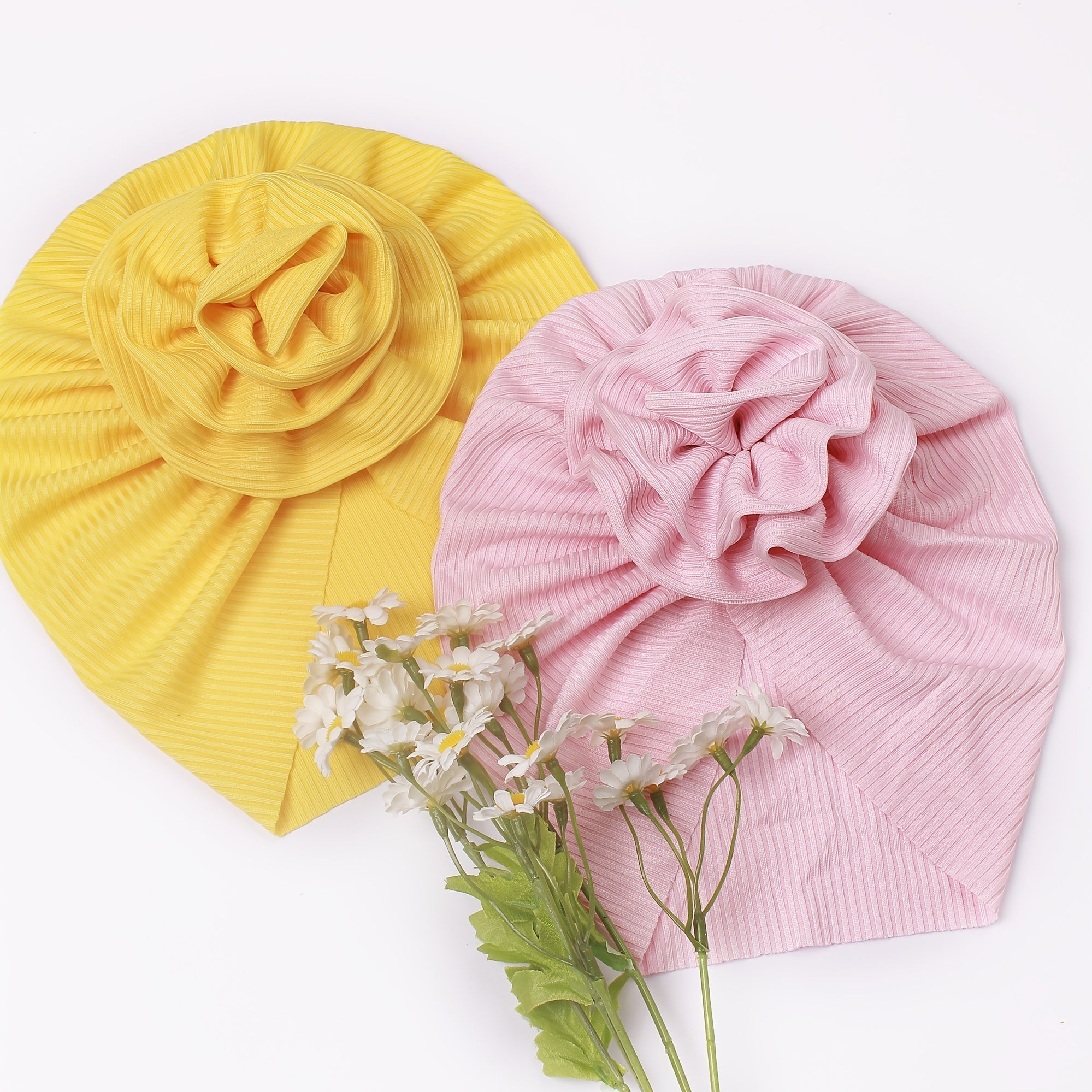 Thread Roll Flower Baby Hat For All Seasons