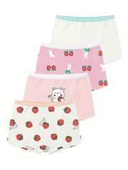 4 Pack Girls Boxer Briefs Kids Cotton Panties Soft Comfortable Flower Panties