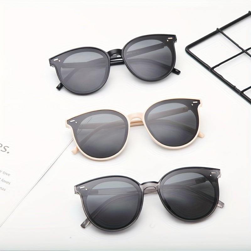 Round Polarized Sunglasses Rivet Decor UV400