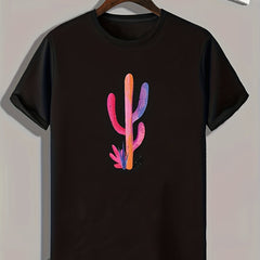 Cactus Pattern Print Men's Comfy Sports T shirt Graphic Tee