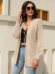 Twist Pattern Open Front Cardigan Long Sleeve Casual Cardigan