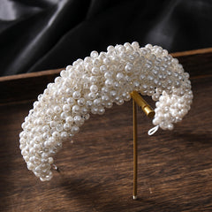 Faux Pearl Crystal Headband Tiara Hairband Bridal Wedding Hair Accessory