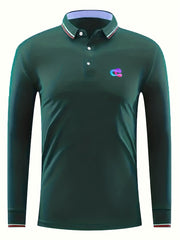 Vintage Polo Shirt Casual Stretch Lapel Button Up Men's Clothing