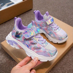 Girl's Hook And Loop Fastener Running Shoes