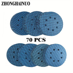 70pcs Diamond Shape 12.7cm Sanding Disc Assorted 8 Hole Hook and Loop