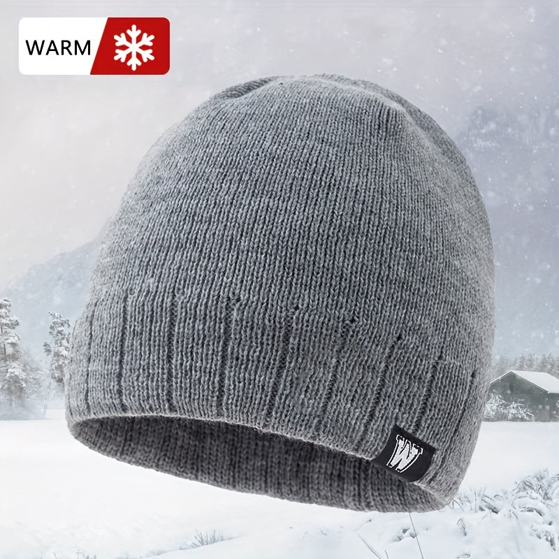 Knitted Hat Winter Warm Beanie Hat Outdoor Coldproof Pullover Hat