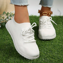 Women's Breathable Mesh Sneakers Casual Lace Up Outdoor Shoes