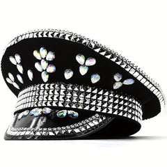 Crystal Rhinestone Bride Military Hat Hen Do Hip Hop Bridal Captain
