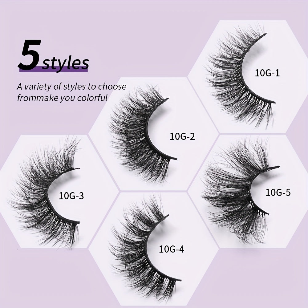 10 Pairs Volume False Eyelashes Set + Tweezers & Brushes