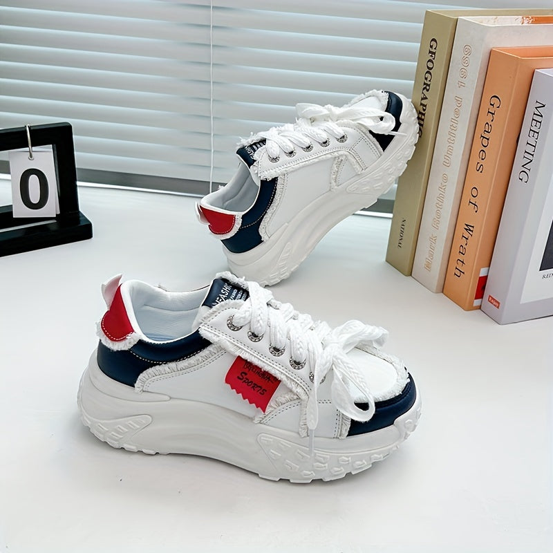 Thick Bottom Chunky Sneakers Shock Absorption Lightweight Skate Shoes