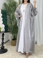 Organza Lantern Sleeve Open Front Robe