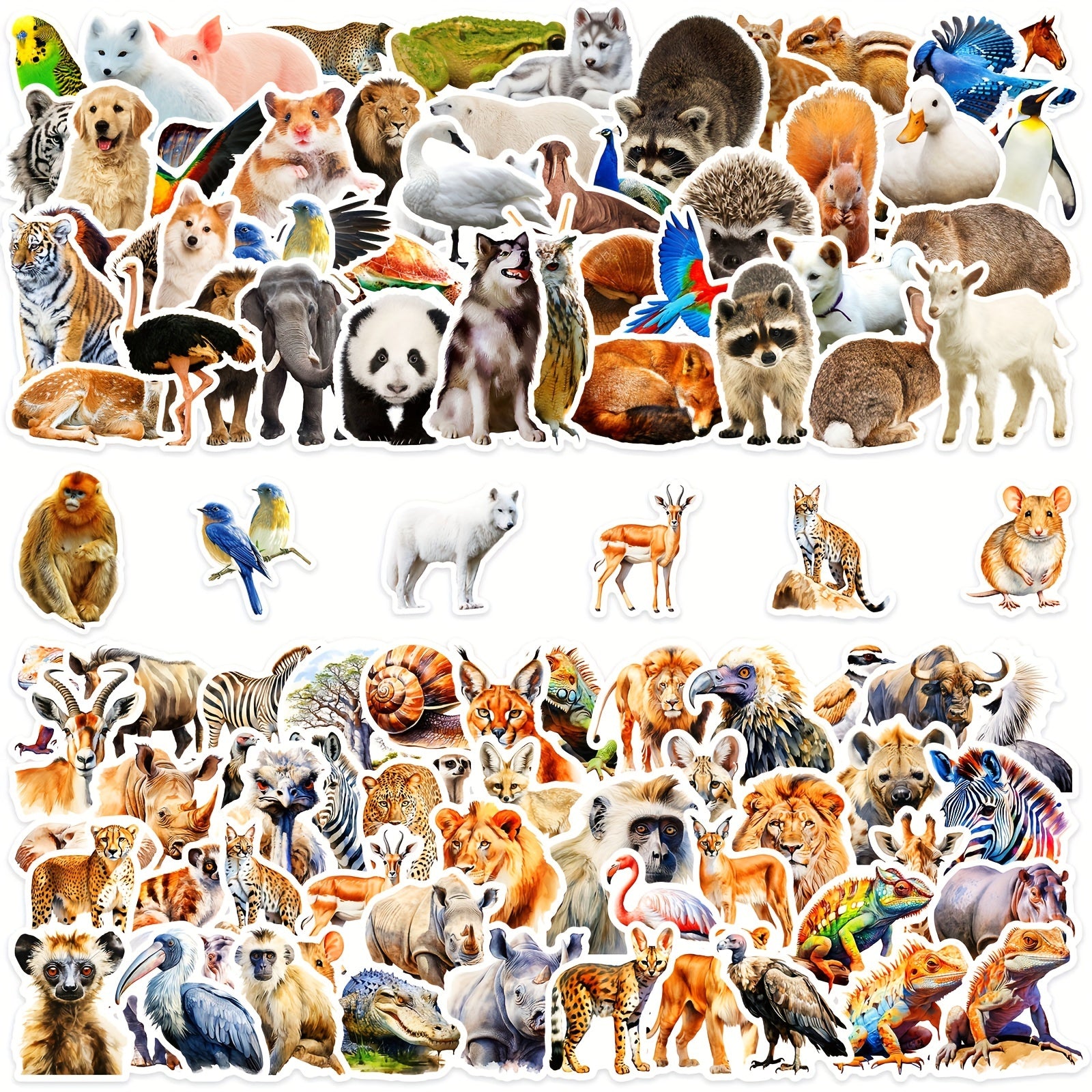 100pcs African Animal Stickers Watercolor Decals for Bottles Laptops Phones
