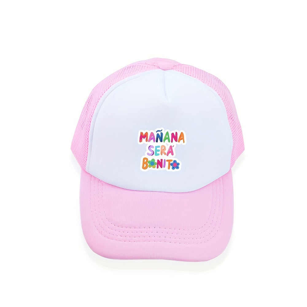 Y2K Letter Print Trucker Hat Pink Block Mesh Baseball Cap